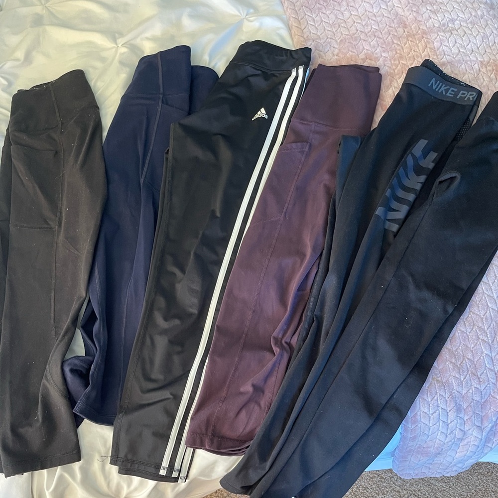 6 leggings bundle!!! nike, adidas vs pink, yogalicious etc